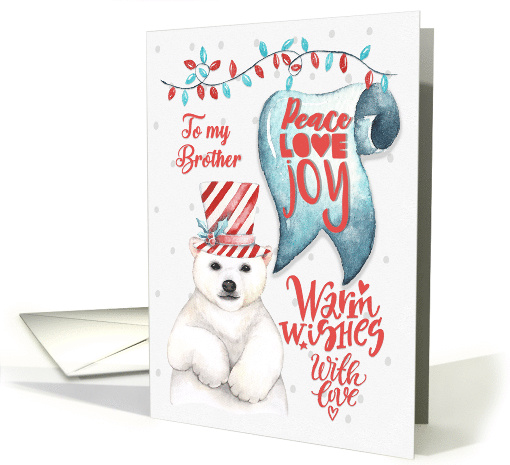 Merry Christmas to My Brother Polar Bear Word Art card (1502418)