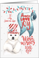 Merry Christmas to Sister-in-Law Polar Bear Word Art card