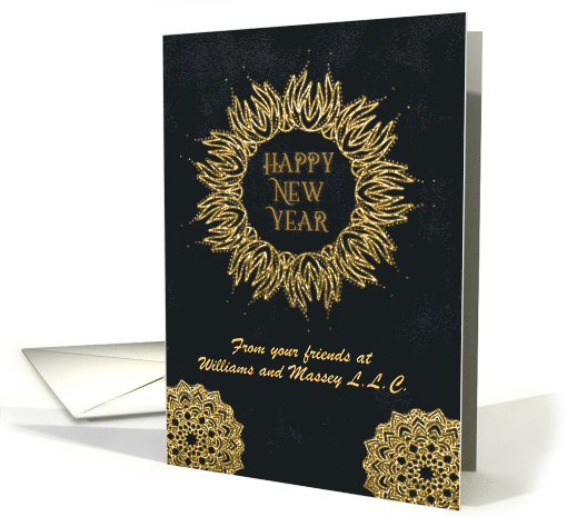 Happy New Year from Business Custom Business Name Gold Effects card