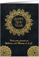 Happy New Year from Business Custom Business Name Gold Effects card