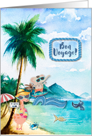 Bon Voyage Vacation Wishes Whimsical Beach Scene with Animals card