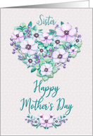 Happy Mother’s Day to Sister Pretty Purple Floral Heart Wreath card