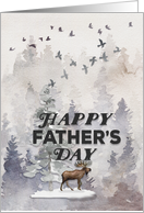 Happy Father’s Day Moose and Trees Woodland Scene card