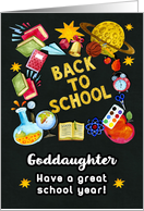 Back to School for Goddaughter Chalkboard Full of School Items card