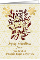 Merry Christmas Custom Business Name Word Art and Snowflakes card