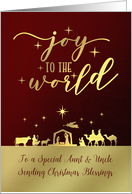 Merry Christmas to Aunt and Uncle Joy to the World Nativity Scene card