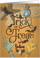 Happy Halloween to Godson Trick or Treat Word Art card