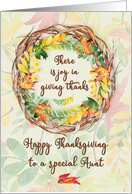 Happy Thanksgiving to a Special Aunt Pretty Leaves and Vine Wreath card