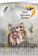 Halloween Birthday Little Mummy Creepy Scene Haunted House card