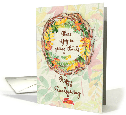 Happy Thanksgiving Pretty Leaves and Vine Wreath card (1547552)