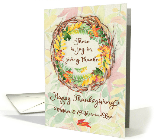 Happy Thanksgiving to Mother and Father-in-Law Pretty Leaves card