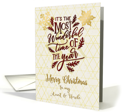 Merry Christmas to Aunt and Uncle Snowflakes and Modern Word Art card