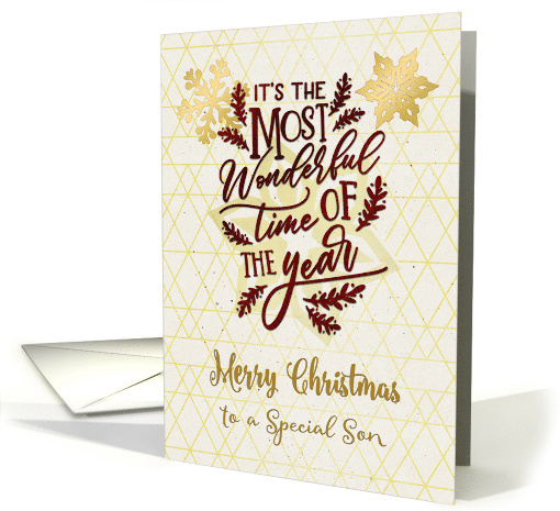 Merry Christmas to Son Snowflakes and Modern Word Art card (1550052)