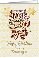 Merry Christmas to Housekeeper Wonderful Time of the Year Word Art card