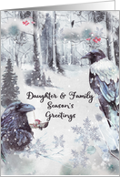 Season’s Greetings to Daughter and Family Winter Woodland with Ravens card