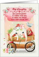 Happy Easter to Step Daughter Cute Bunny in a Wagon card