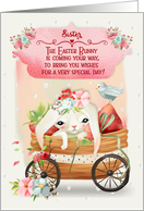 Happy Easter to Sister Cute Bunny in a Wagon card