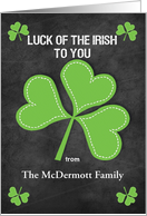 Happy St. Patrick’s Day Custom Name Luck of the Irish card