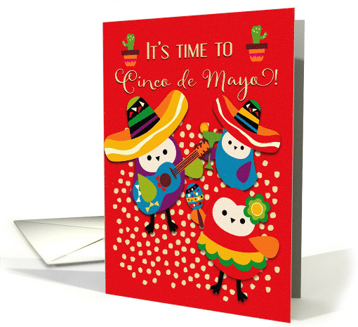 Happy Cinco de Mayo Colorful Partying Owls card (1562720)