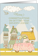 Congratulations to Niece on Getting Driver’s License Cute City Scene card