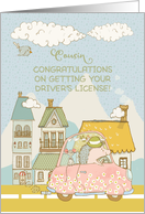 Congratulations to Cousin on Getting Driver’s License Cute City Scene card