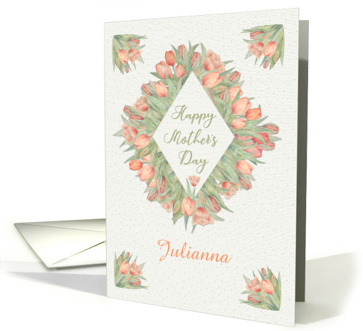 Happy Mother's Day Custom Name Pretty Peach Tulips card (1566322)