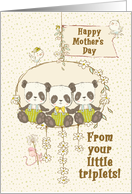 Happy Mother’s Day From Triplet Boys Panda Bears on a Swing card