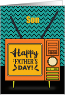 Happy Father’s Day to Son Retro TV Word Art card