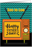 Happy Father’s Day to Son in Law Retro TV Word Art card