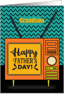 Happy Father’s Day to Grandson Retro TV Word Art card