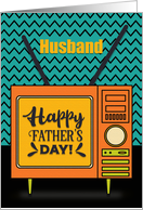 Happy Father’s Day to Husband Retro TV Word Art card