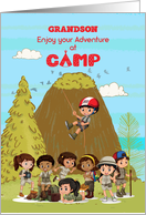 Thinking of you at Summer Camp to Grandson Camp Kids Having Fun card