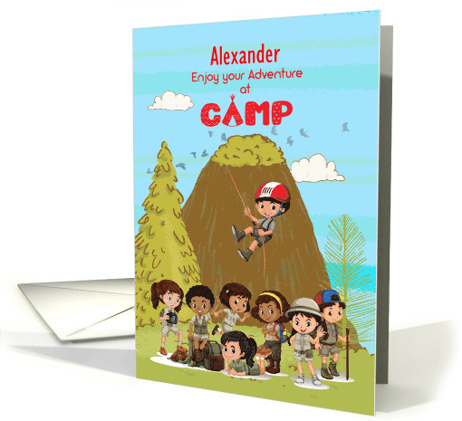 Thinking of you at Summer Camp Kids Having Fun Custom Name card