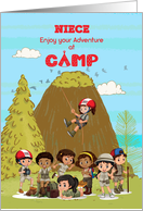 Thinking of you at Summer Camp to Niece Camp Kids Having Fun card