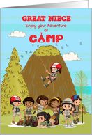 Thinking of you at Summer Camp to Great Niece Camp Kids Having Fun card