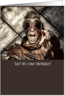 Happy Birthday Steampunk Man Pointing Finger card