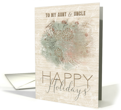 Happy Holidays to Aunt and Uncle Pine Tree with Bird card (1573144)