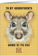 Happy Chinese New Year of the Rat to Grandparents Painterly Rat card