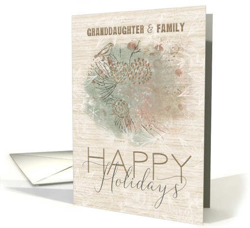 Happy Holidays to Granddaughter and Family Pine Tree with Bird card