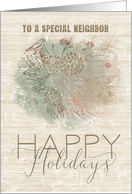 Happy Holidays to a Special Neighbor Pine Tree with Bird card