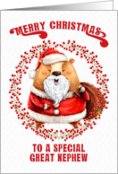 Merry Christmas to Great Nephew Big Bear in Santa Suit card