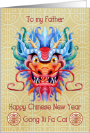 Happy Chinese New Year to Father Colorful Dragon Head card