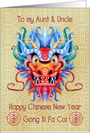 Happy Chinese New Year to Aunt and Uncle Colorful Dragon Head card