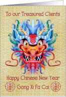 Happy Chinese New Year Business to Clients Colorful Dragon Head card