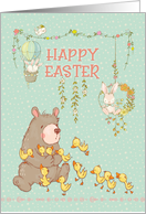 Happy Easter Springtime Fun with a Bear and Bunnies card