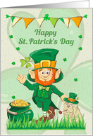 Happy St. Patrick’s Day Leprechaun with Kettle of Gold card