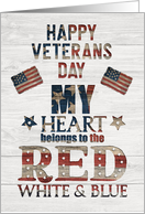 Happy Veterans Day Patriotic Word Art with American Flags card