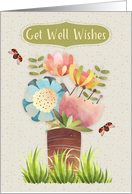 Get Well Soon Pretty Flower Bouquet with Ladybugs card