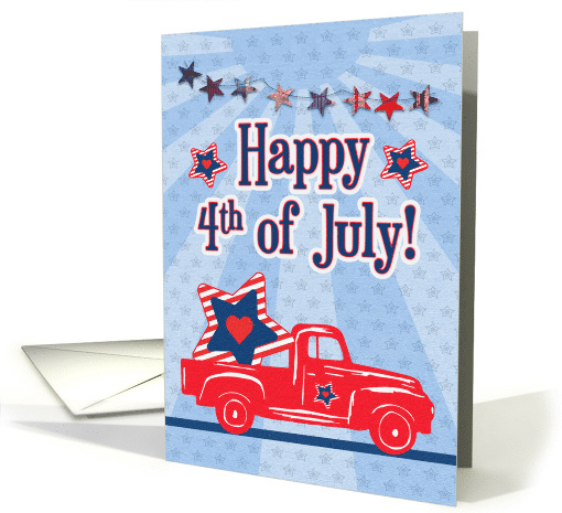 Happy 4th of July Red Truck and Stars card (1625672)