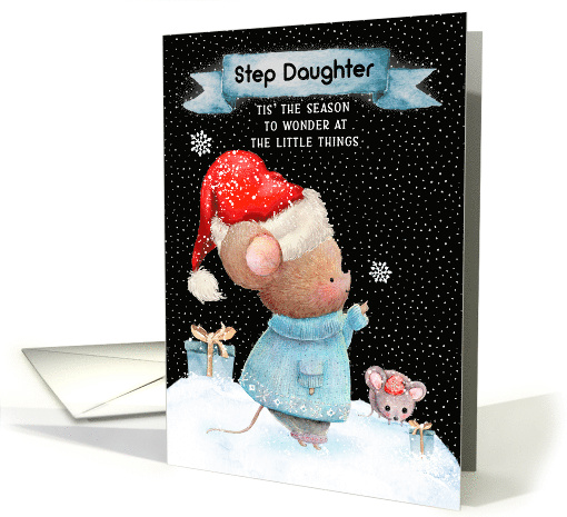 Step Daughter Merry Christmas Cute Mice in the Snow card (1642436)